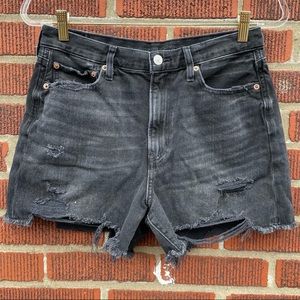 American Eagle 90s Boyfriend Short Hi Rise 8 Black Cut Off Distressed Ripped